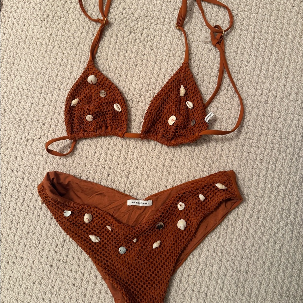 WeWoreWhat Terracotta Bikini with Shell Accents